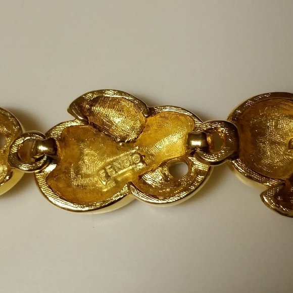Rare Fendi Gold Plated Link Signature Runway Bracelet, Vintage in Excellent Cond - Picture 9 of 10